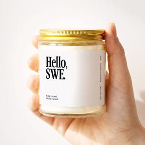 SWE Candle, Sleek Modern SWE Gift, New SWE Grad Student Software Engineer Developer Programmer Aesthetic Neutral Home Decor Bday Gift K1176