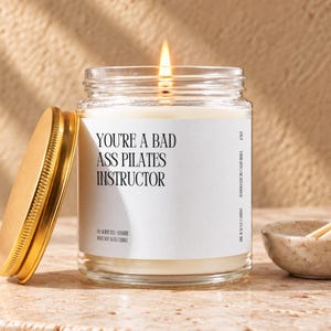 Pilates Instructor Candle Gift, Badass Pilates Instructor, Teacher Appreciation Card, Reformer Studio Present, Gift for Her Coach Gift K427