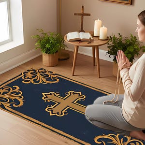 Custom Prayer Rug: Cross Symbol Christian Praying Mat