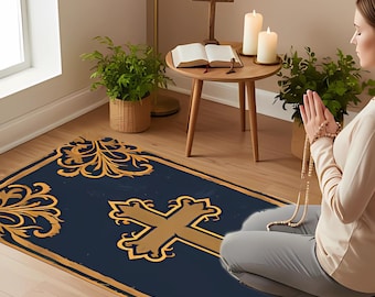 Custom Prayer Rug: Cross Symbol Christian Praying Mat