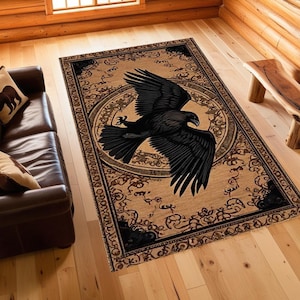 Gothic Raven Rug: Digital Print Mystic Home Decor zdjęcie 1