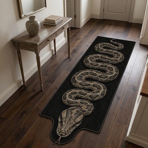 Snake Shaped Runner Rug, Goth Home Decor, Realistic Python Hallway Carpet, Unusual Housewarming Gift, Maximalist Aesthetic Long Mat