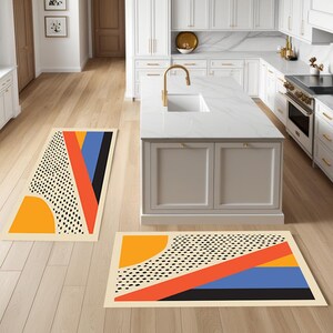 Abstract Artwork Runner, Colorful Abstract Patterned Runner Rug, Kitchen Mat, Long  Runner, Narrow Rug, Dijital Print Rug,Non-Slip Rug,