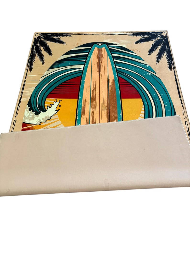 Surfboard Outdoor Rug, Coastal Beach Decor, Waterproof Patio Mat,Tropical Summer Balcony Rug image 4