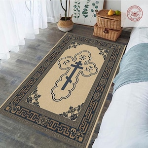 IC XC NIKA Orthodox Cross Prayer Rug - Christian Art Mat, Nika Cross Prayer Mat