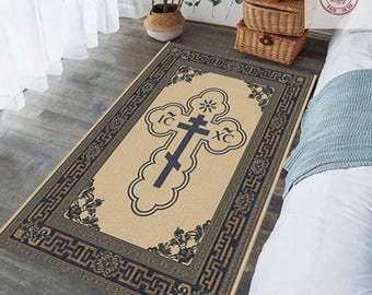 IC XC NIKA Orthodox Cross Prayer Rug - Christian Art Mat, Nika Cross Prayer Mat