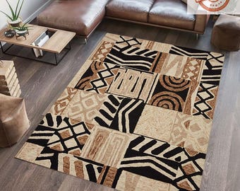 African Pattern Floor Decor,Washable Ethnic Nonslip Rug