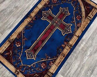 Custom Christian Praying Mat, Cross Symbol Prayer Rug Corner Decor, Personalized Gift