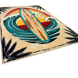 Surfboard Outdoor Rug, Coastal Beach Decor, Waterproof Patio Mat,Tropical Summer Balcony Rug image 6