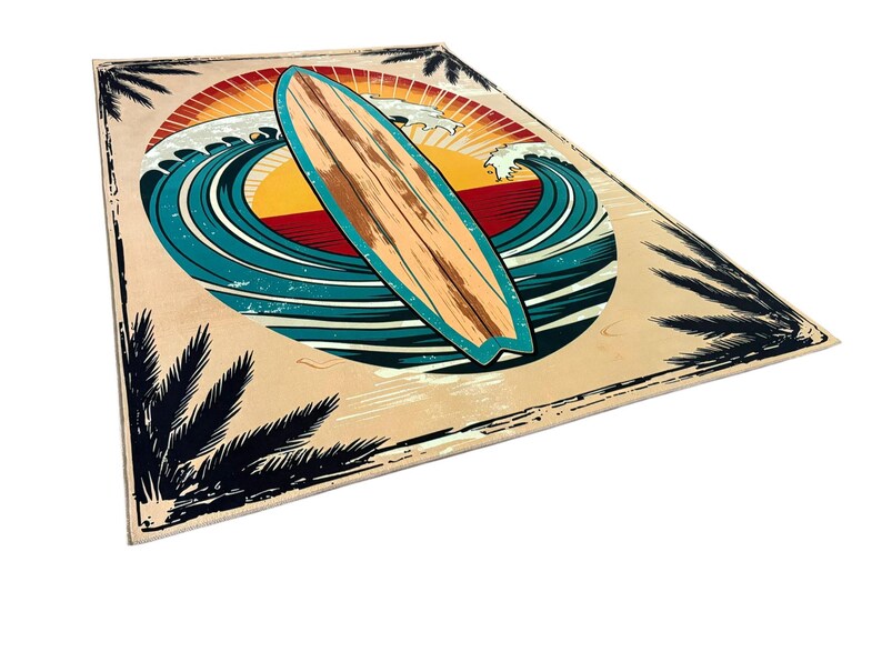 Surfboard Outdoor Rug, Coastal Beach Decor, Waterproof Patio Mat,Tropical Summer Balcony Rug image 6
