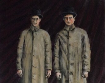 Hombres con puros... Pintura original