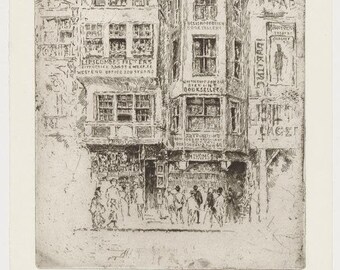 Joseph Pennell Grabado Título 230 Strand de 1903 Firmado a lápiz Enmarcado