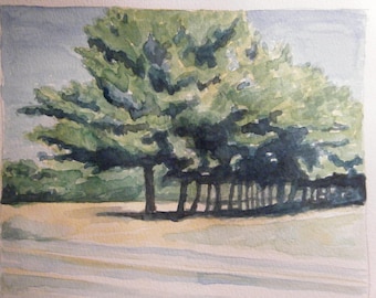 Paisaje original acuarela pintura