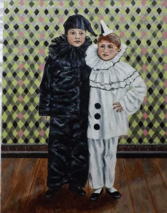 Pierrot and Pierrett...Original Painting