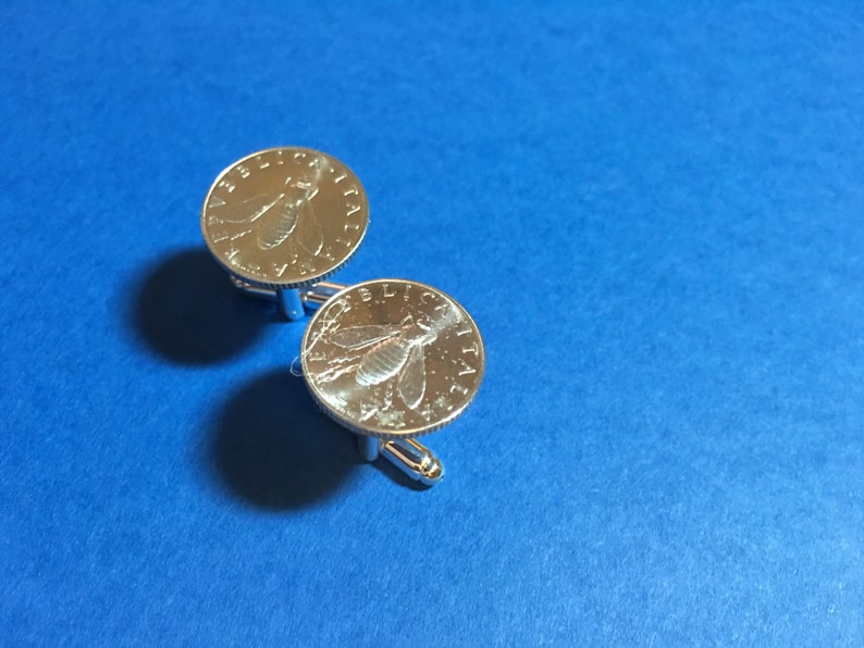Italian Lire Silver Bee Cufflinks