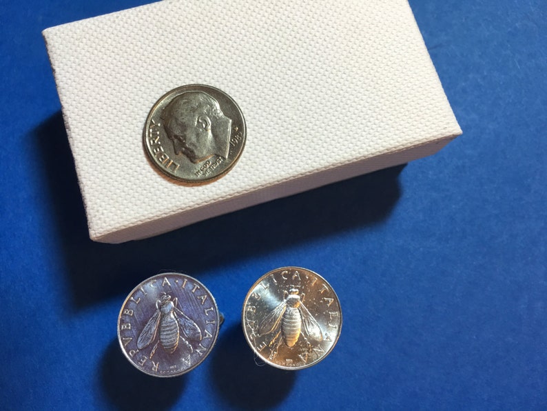 Italian Lire Silver Bee Cufflinks