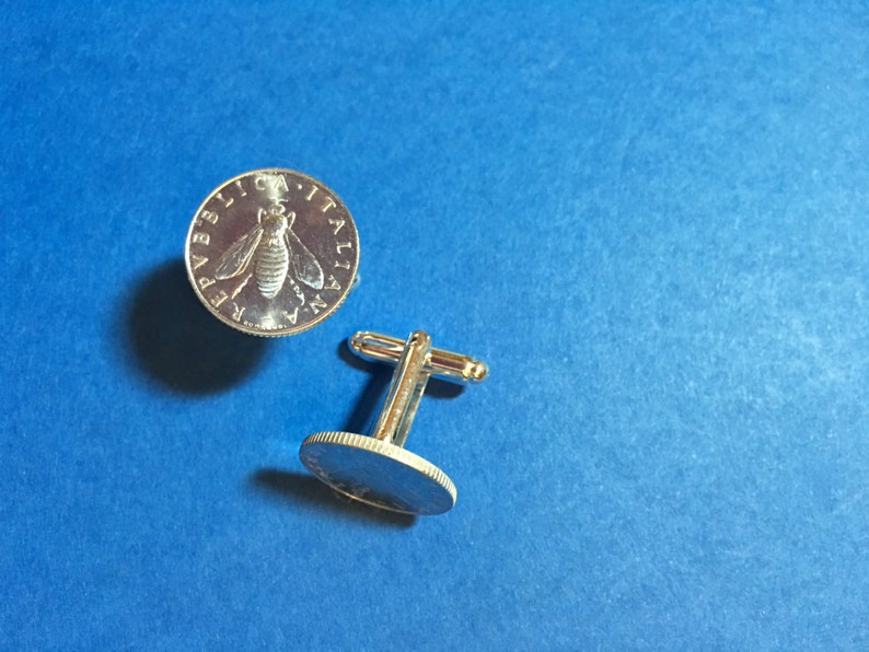 Italian Lire Silver Bee Cufflinks