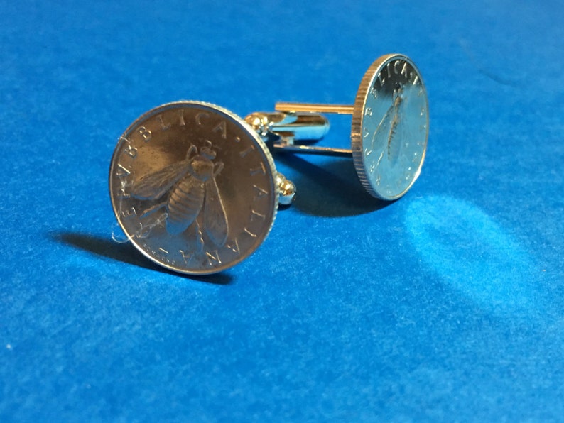 Italian Lire Silver Bee Cufflinks