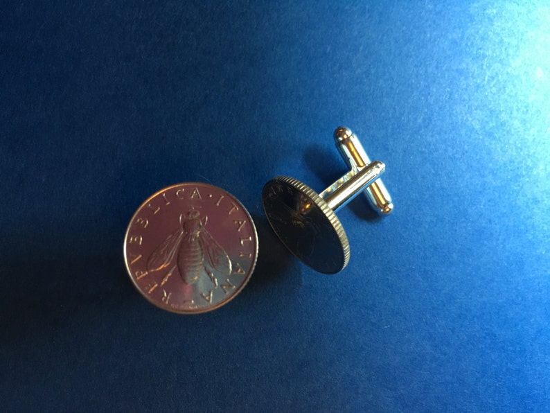Italian Lire Silver Bee Cufflinks