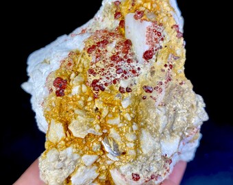 229 Gram Unique Spessartine Garnet With Mica On Matrix Crystal Specimen From Pakistan