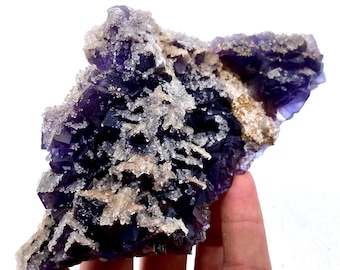 599 Gram Unique Fluorite With Calcite Crystal Specimen From Pakistan