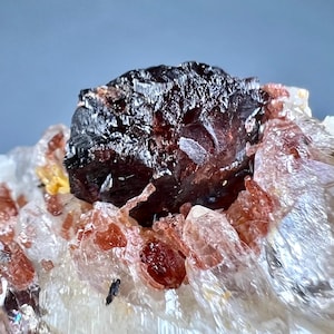 133 Carat’s Unique Etched Spessartine Garnet & Quartz On Feldspar Crystal Specimen From Pakistan