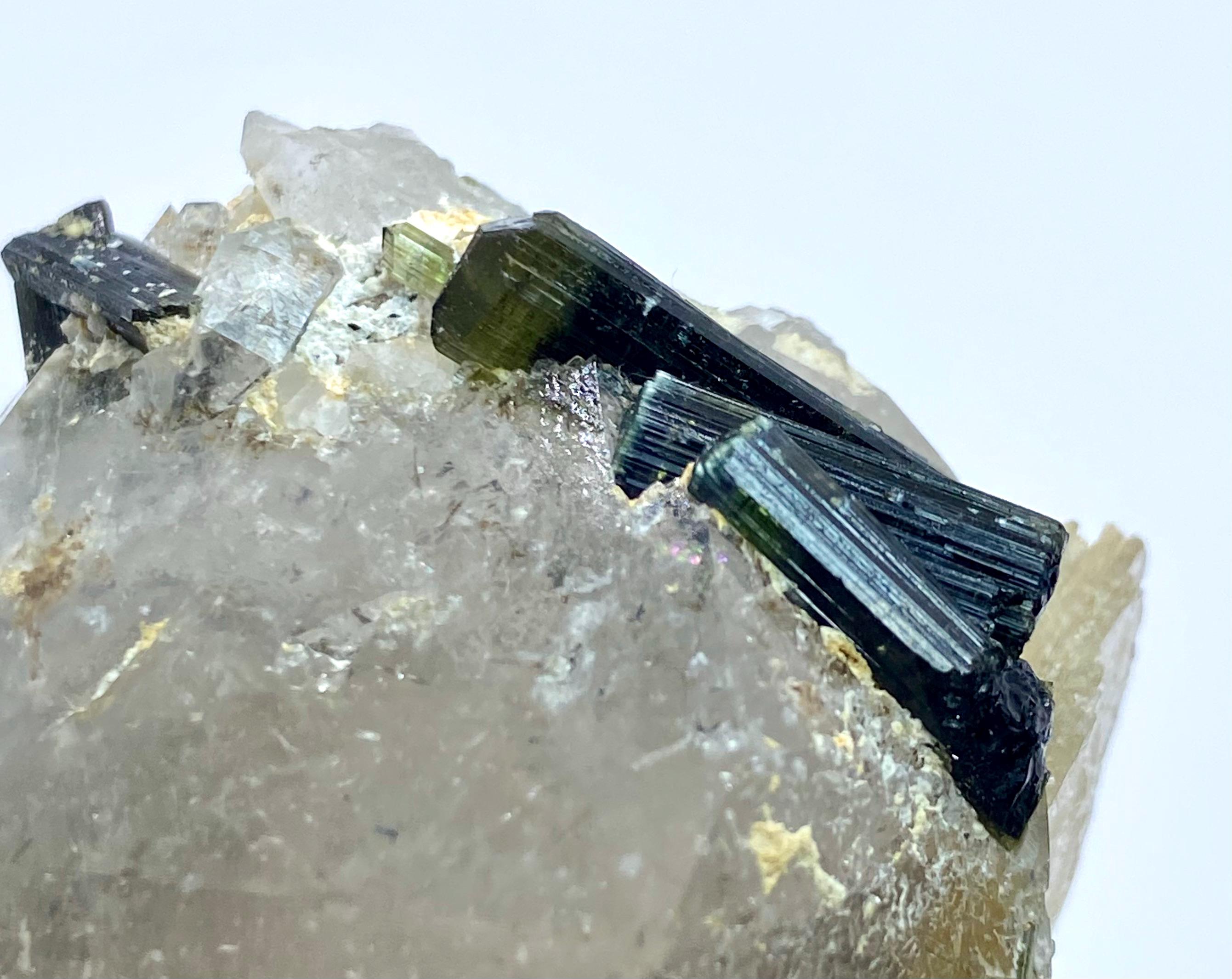 パキスタン産、204グラムのユニークなブルーキャップトルマリン