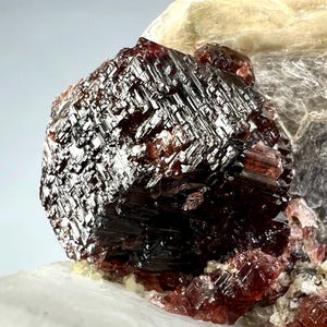 78 Gram Unique Etched Spessartine Garnet With Quartz Mica Black Tourmaline On Feldspar Crystal Specimen From Pakistan