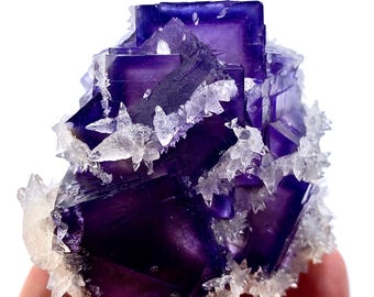 186 Gram Unique Fluorite With Calcite Crystal Specimen From Pakistan