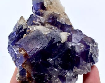 377 gramos de fluorita y calcita fantasma moradas únicas de Pakistán