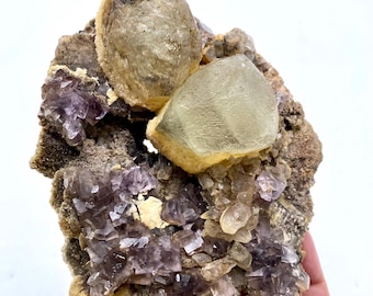 328 Gm Unique Fluorite With Calcite Crystal Specimen From Pakistan