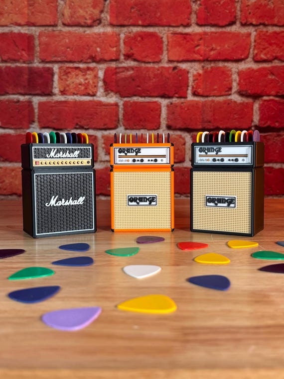 Guitar Amp Pick Holder/ Guitar Pick Storage/ Gifts for Guitarist/ Mini Orange Marshall Half Stack Amplifier Replica/ Guitar Bass Accessories