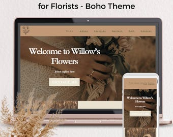 Boho Florist Website Template: Customisable Canva Design