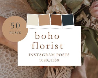 Boho Florist Instagram Template: Editable Floral Social Media Pack (Canva)
