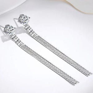 Pendientes colgantes de moissanita, pendientes de plata