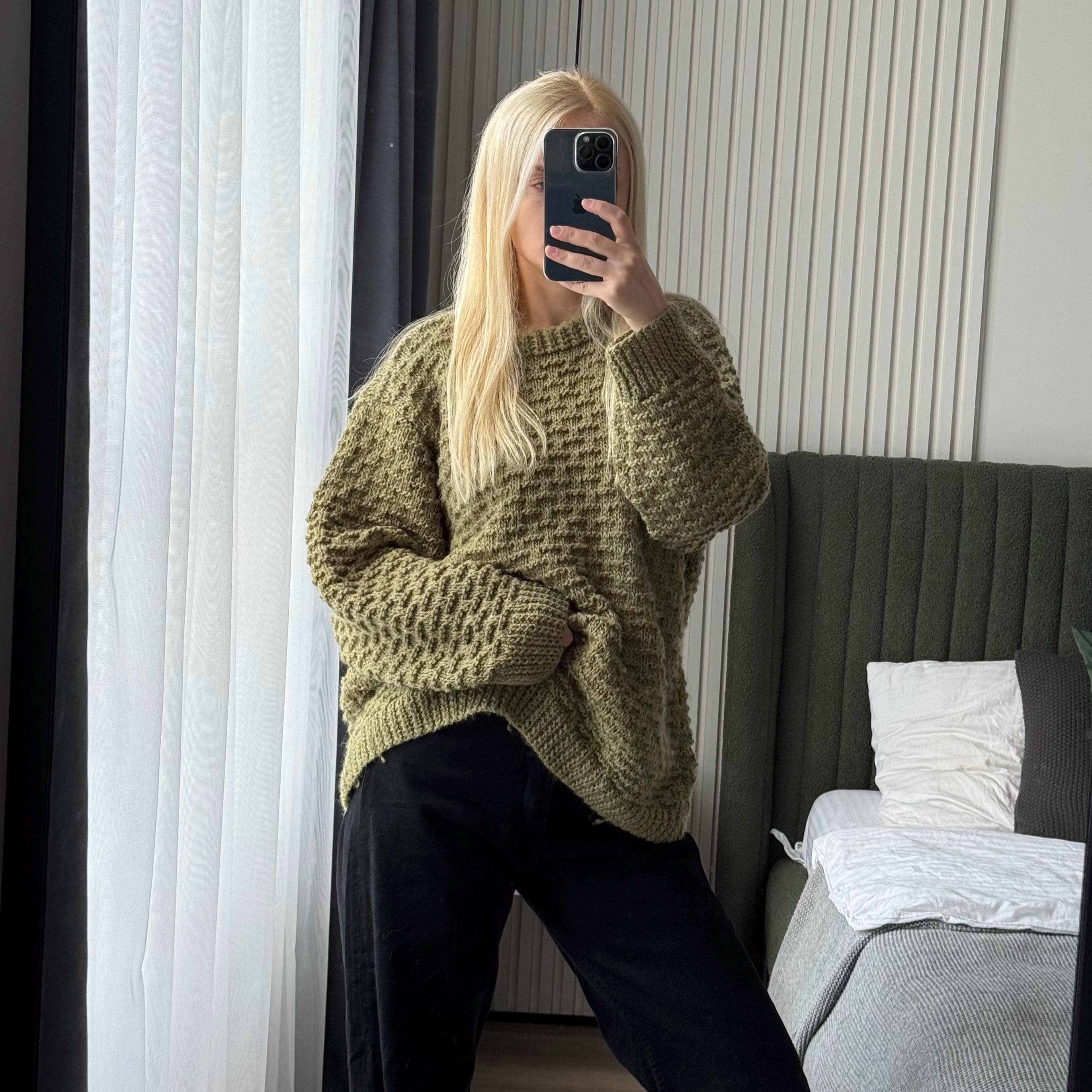 Ready to Ship Olive Wool Ugly Green Oversized Chunky Knitted