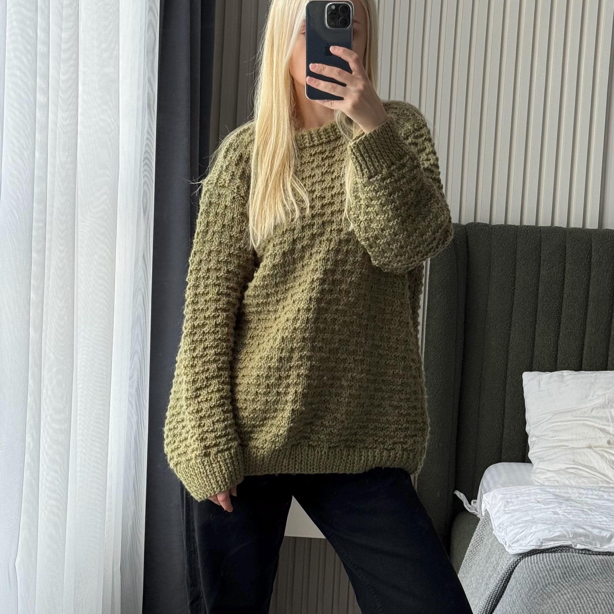 Ready to Ship Olive Wool Ugly Green Oversized Chunky Knitted