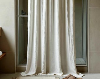 Linen Shower Curtain. Bathroom Fabric Drape. Douche Panel Custom Size