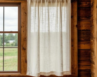 Linen Cafe Curtain. Stonewashed Organic Kitchen Blinds. Farmhouse Linen Valance