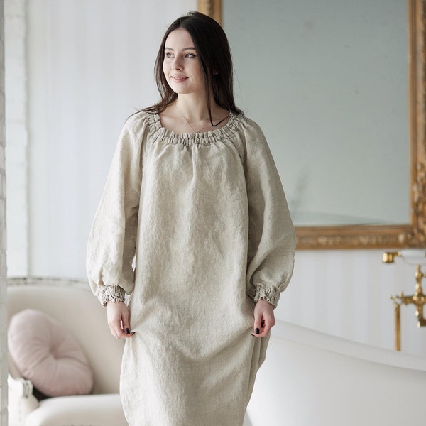 Organic Linen Nightgown: Soft Stonewashed Loungewear