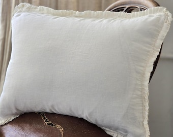 Organic Decorative Pillow Sham. Stonewashed Natural Pillow Cover Standard King EUR Custom Size