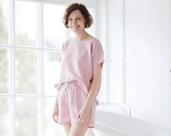 Organic Linen Pajama Set: Stonewashed Soft Flax Loungewear