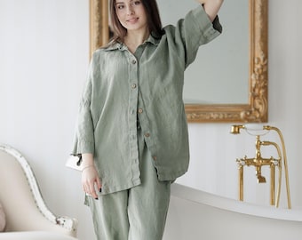 Linen Pajamasю Natural Loungewear. Organic Sleepwear.