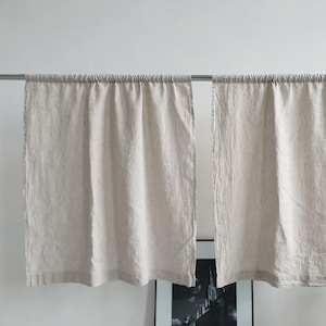 Linen Cafe Curtain. Semi Sheer Organic Kitchen Blinds. Door Curtain. Bathroom Panel. Window Valance