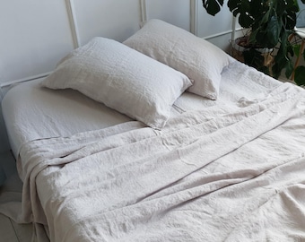Lakenset van stonewashed linnen: beddengoed van biologisch Europees vlas, Queen Twin CalKing
