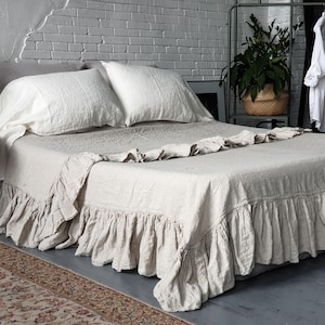 Ruffled Linen Flat Sheet: 100% Flax, Custom Size