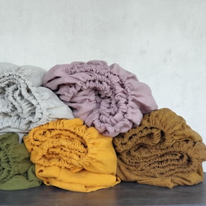 Organic Linen Fitted Sheet: Deep Pocket, European Flax