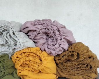 Organic Linen Fitted Sheet: Deep Pocket, European Flax