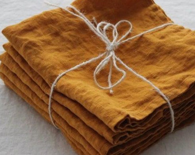 Stonewashed Linen Napkins Set: Organic Shabby Chic Table Decor