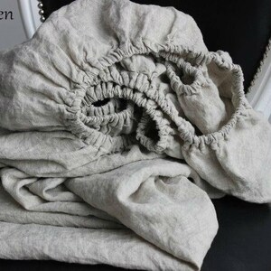 Organic Linen Fitted Sheet: 10-20" Deep Pocket, Elastic Edges